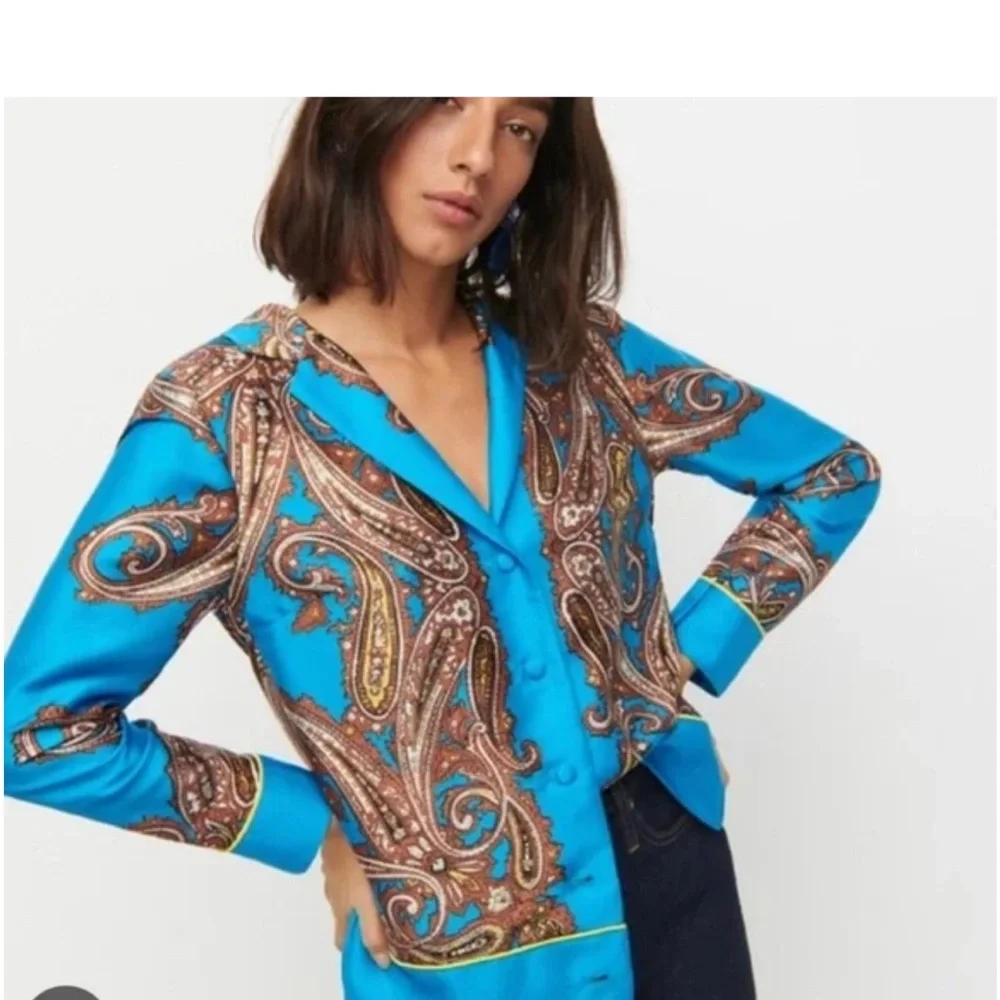 J. Crew Blue Paisley Top